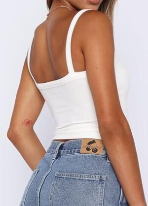 iGENJUN Womens Spaghetti Strap VNeck Ribbed Tank Tops for Women 2025 Slim Fitted Soft Camisole Basic Layering Shirts