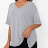 61Gpjy3r7oL._AC_SY445_.jpg Trendy Queen Oversized Tshirts for Women Workout Plus Size Tops V Neck Short Sleeve Gym Shirts Casual Loose Fit Basic Tees