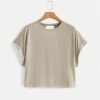 SOLY HUX 2024 Open Back Tops for Women Criss Cross Cut Out Tee Backless Casual Short Sleeve Round Neck T Shirt