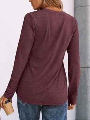 AUTOMET Women's Long Sleeve Shirts 2025 Fall Henley Dressy Casual Tops Trendy Blouses Cute TShirts Outfits Clothes