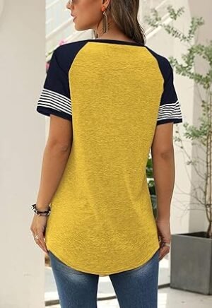 Adibosy Women Summer Casual Shirts: Short Sleeve Striped Tunic Tops Womens Crew Neck Tee Tshirt Blouses