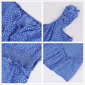 YOBECHO Womens Summer Ruffle Sleeve Sweetheart Neckline Printing Dress Mini Dresses