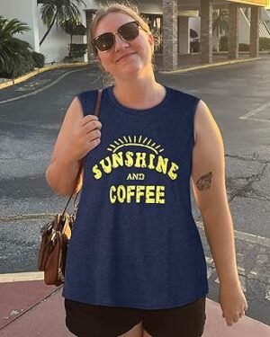 Womens Tank Tops Summer T Shirts Sleeveless Casual Loose Tunic Blouses