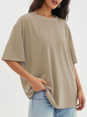 ATHMILE Womens Oversized T Shirts Loose Fit Crewneck Short Sleeve Tops Summer Casual Blouse Y2K 2025 Basic Tee Beach