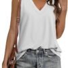 KKJ 2 Pack Womens Tank Tops Summer V Neck Sleeveless Loose Casual Blouses Beach Vacation Outfits Shirt Spring Trendy Clothes