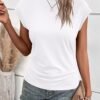Bliwov Womens Summer Cap Sleeve Tops Business Casual Crewneck T Shirts Trendy Outfits Beach Vacation Clothes Fashion Blouses