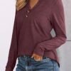 AUTOMET Women's Long Sleeve Shirts 2025 Fall Henley Dressy Casual Tops Trendy Blouses Cute TShirts Outfits Clothes