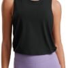 CRZ YOGA Pima Cotton Cropped Workout Tank Tops for Women Sleeveless Sports Athletic Yoga Running Gym Crop Shirts