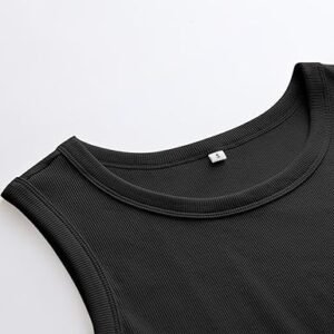 ANRABESS Womens Sleeveless High Neck Tank Tops Fashion Summer Casual Basic Slim Fit Ribbed Racerback Top Shirt Clothes