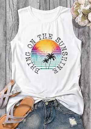81FhYPEGi4L._AC_SY445_.jpg On Cruise Time Coconut Tree Tank Tops for Women Summer Vacation Sleeveless Shirts Casual Beach Praty Graphic Tees Vest