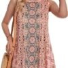 Summer Dresses for Women Beach Boho Sleeveless Vintage Floral Flowy Pocket Tshirt Tank Sundresses
