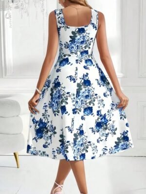 WhatsApp Image 2026-05-19 at 14.57.07 (1) VCAY Women's Blue Floral Print Sleeveless A-Line Dress