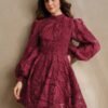 WhatsApp Image 2026-05-19 at 16.12.21 (2) Women's Spring Dress, Elegant Floral Embroidery Mesh Lantern Sleeve Collared Waist